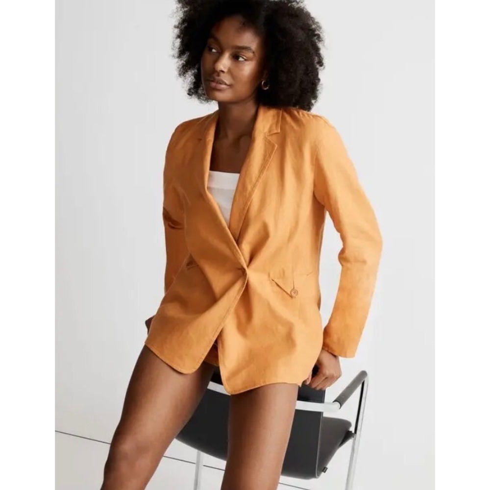 Madewell Blazer Double Breasted Crossover Linen Women Size XS Oversized New